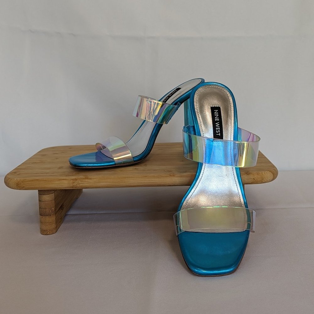Nine West Zabbi Slide Sandals - Blue Iridescent